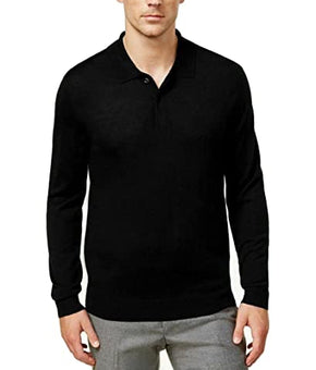 Club Room Mens Merino Wool Blend Polo Pullover Sweater Black, Size XL