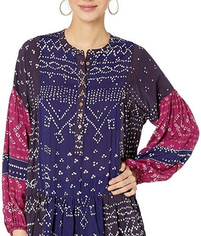 Free People Shibori Tunic Top Dress Purple Size M