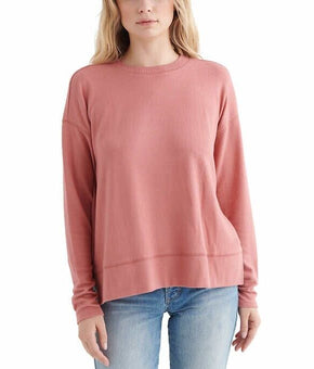 Lucky Brand womens Cozy Crewneck Sweatshirt Canyon Rose Pink Size L