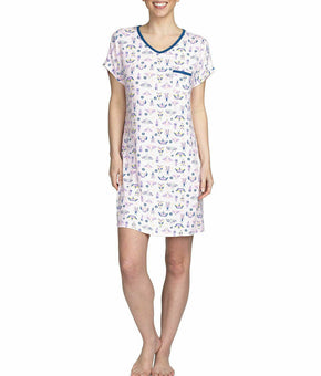 Hanes Women's Comfort Sleep Printed Sleepshirt Nightgown Pink Multi M MSRP $38
