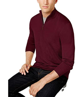 Clubroom Mens Burgundy Red Quarter-Zip Wool Blend Pullover Sweater Size XXL