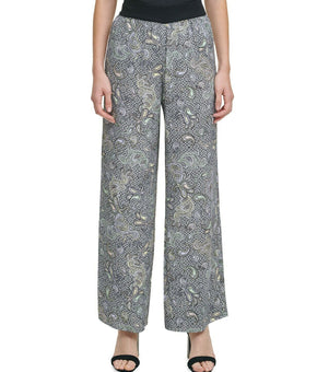 Calvin Klein Women Multicolor Paisley Printed Pull-On Pants Black Size M