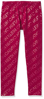 Calvin Klein Girls' Performance Stretch Legging, Red Gloss, 7