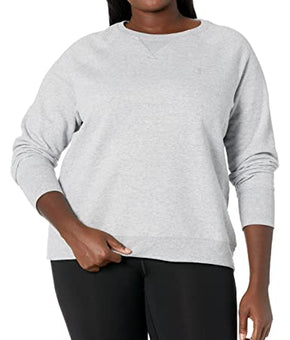 Champion Women's Plus Powerblend Crew, C Logo, Oxford Gray, Plus Size 3X