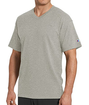 Champion mens Classic Jersey V-neck Tee Shirt, Oxford Gray, Size S