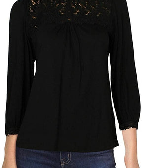 Lauren by Ralph Lauren Women's Blouse Embroidered Black Size M