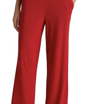 Lauren Ralp Women Red Thermal Waffle-knit Sweatpants Wide Leg Pants Size XL $110