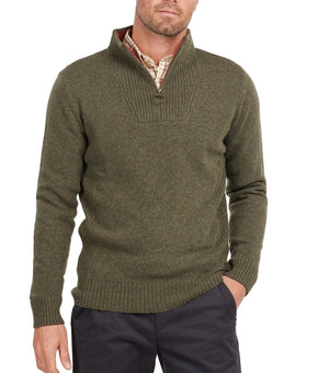 Barbour Men Nelson Essential Wool Quarter Zip Sweater Oilive Green Size XXL $150