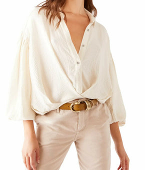 Free People Texture Weave Front Button Shirt Ivory Size S MSRP $108