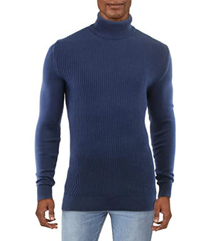 Club Room Mens Sweater Large Pullover Turtleneck Ribbed Blue Size L