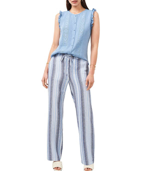 Vince Camuto Striped Tie-Waist Pants Blue Size S MSRP $89