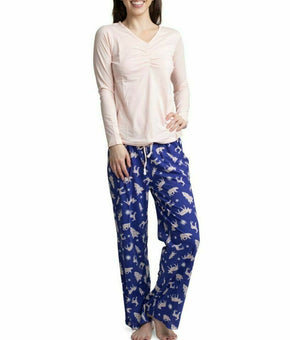 Muk Luks Women's Top, Pants & Boxer Shorts 3-pc Pajama Gift Set Pink Size M