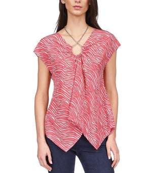 Michael Michael Kors Women Zebra Chain Handkerchief-HemTop Red Size XS MSRP $120