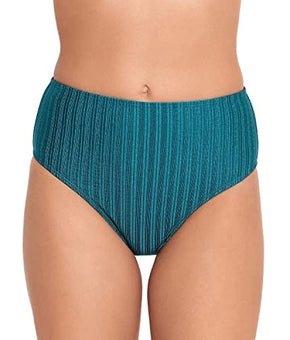 Salt + Cove Womens Swimwear Shiny Seersucker High Waist Swim Bottom Blue Size L