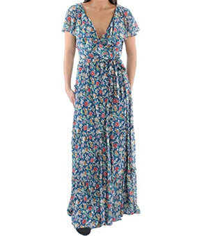 Lauren Ralph Lauren Womens Floral Ruffled Maxi Dress Blue 10