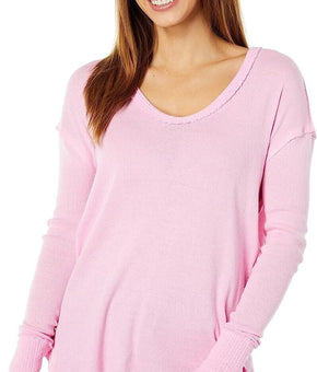 Free People Colby Long Sleeve Oversized Slouchy Tee Pink Size L MSRP $68