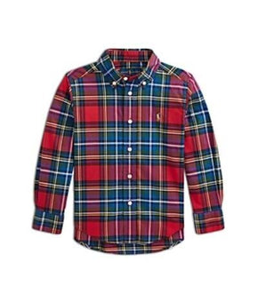 Polo Ralph Lauren Toddler Boys Plaid Poplin checks Shirt Red, Green Size 4T $45