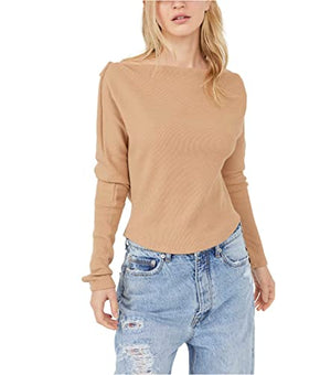 Free People Fuji Thermal Pale Camel Beige Top Size S (Women's 4-6)