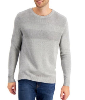 Club Room Men's Textured Cotton Sweater in Grey Heather-Size L