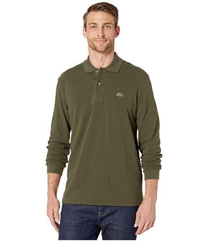 Lacoste Classic Mens Long-Sleeve Pique Polo Shirt Size S Olive Green MSRP $105