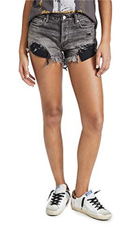 Free People Women's Loving Good Vibrations Cutoff Shorts, Sulphur Black, 30