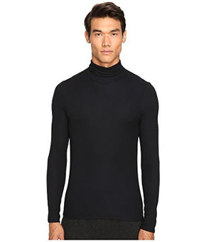 ATM Anthony Thomas Melillo Men's Long Sleeve Rib Turtleneck Sweater, Black, MD